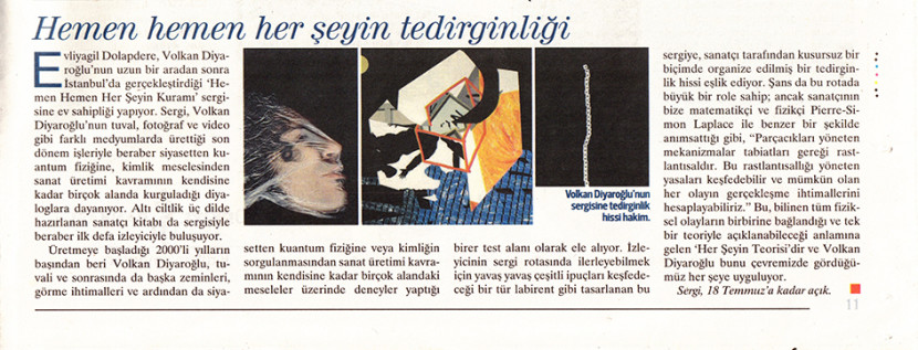 “Hemen Hemen Herseyin Tedirginligi”, Hürriyet Kitap Sanat, #227, Page 11, June 4th 2021, Turkey